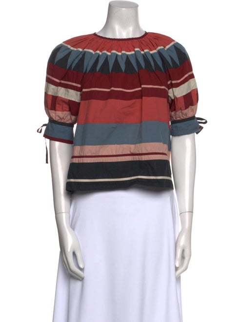 Ulla Johnson Striped Scoop Neck Crop Top