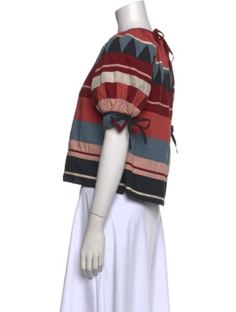 Ulla Johnson Striped Scoop Neck Crop Top