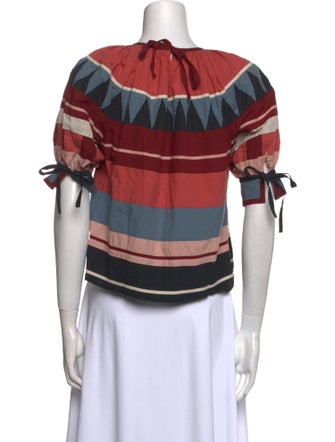 Ulla Johnson Striped Scoop Neck Crop Top