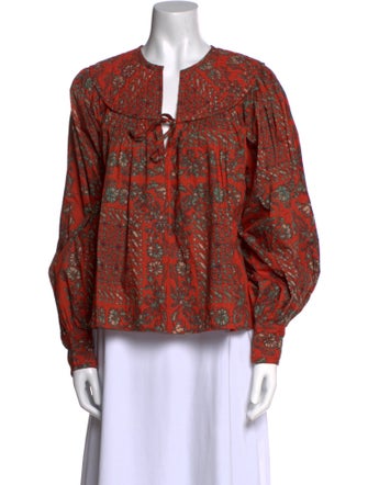 Ulla Johnson Printed Tie Neck Blouse