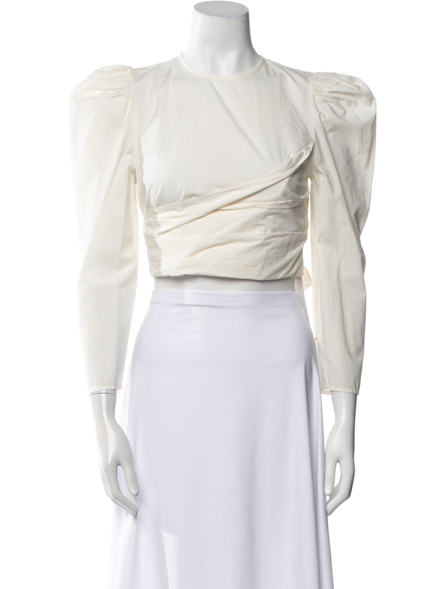 Ulla Johnson Mock Neck Three-Quarter Sleeve Crop Top