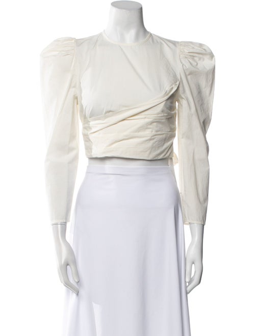 Ulla Johnson Mock Neck Three-Quarter Sleeve Crop Top