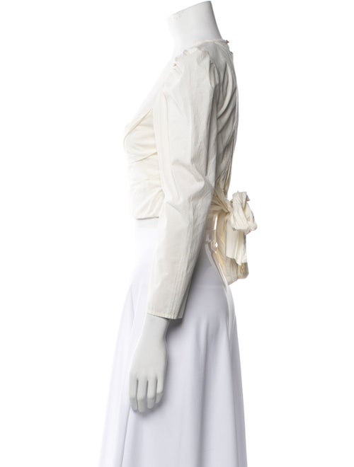 Ulla Johnson Mock Neck Three-Quarter Sleeve Crop Top