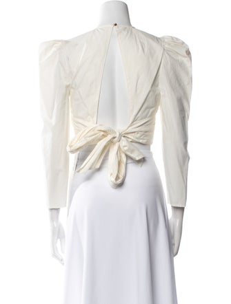 Ulla Johnson Mock Neck Three-Quarter Sleeve Crop Top