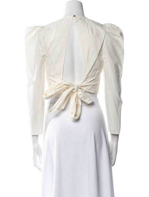 Ulla Johnson Mock Neck Three-Quarter Sleeve Crop Top