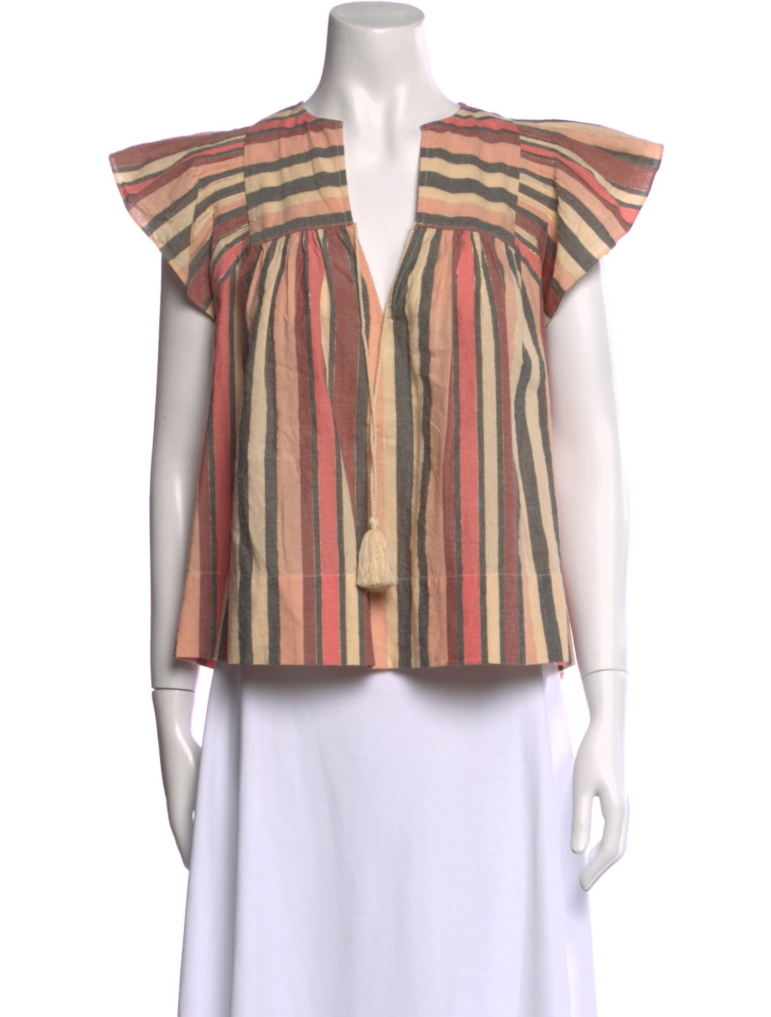 Ulla Johnson Striped V-Neck Blouse