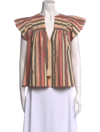 Ulla Johnson Striped V-Neck Blouse