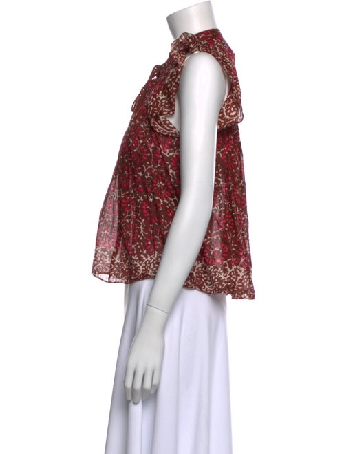 Ulla Johnson Printed Tie Neck Crop Top