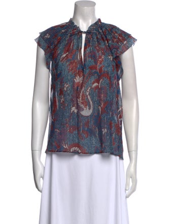 Ulla Johnson Printed V-Neck Blouse