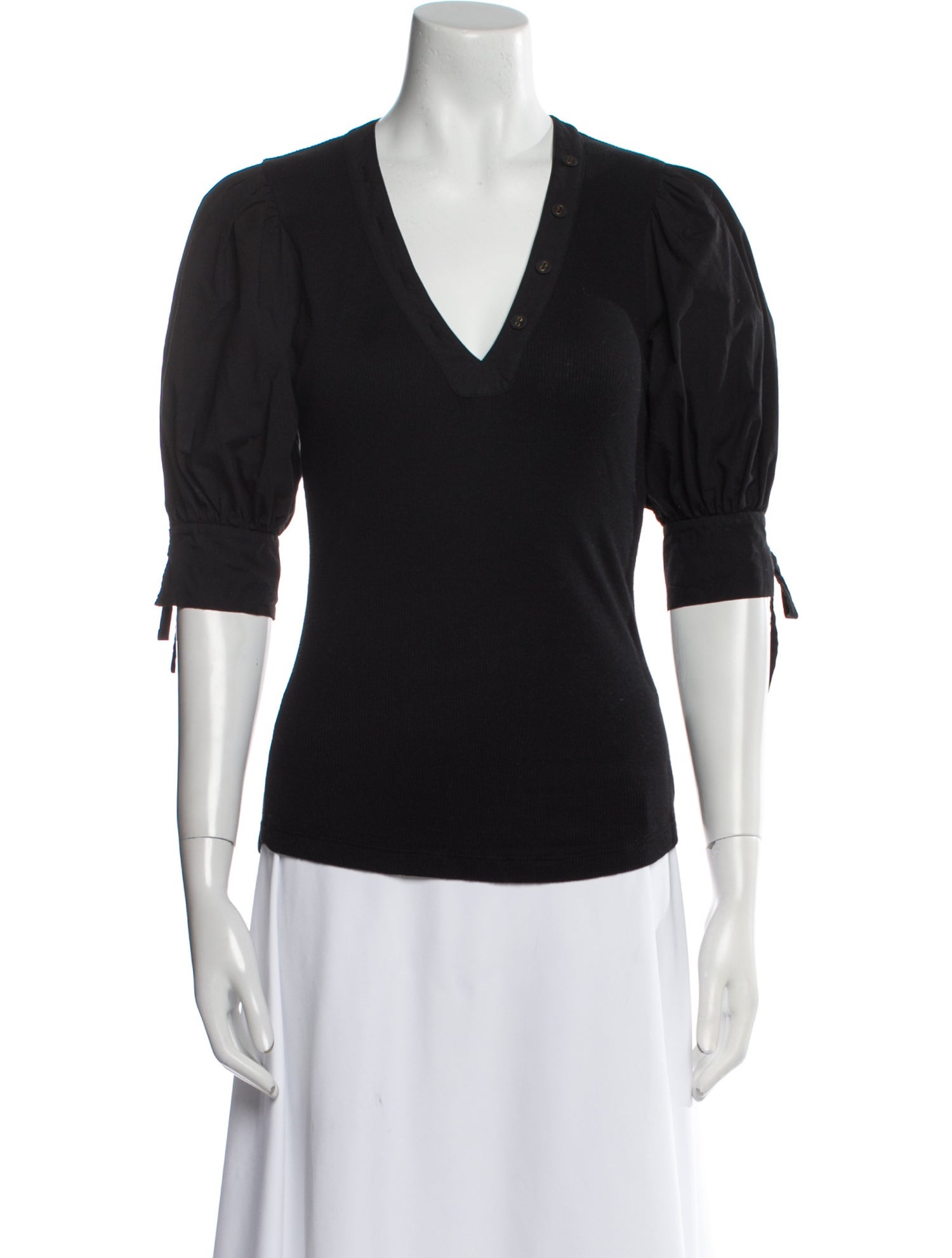 Ulla Johnson V-Neck Three-Quarter Sleeve Top