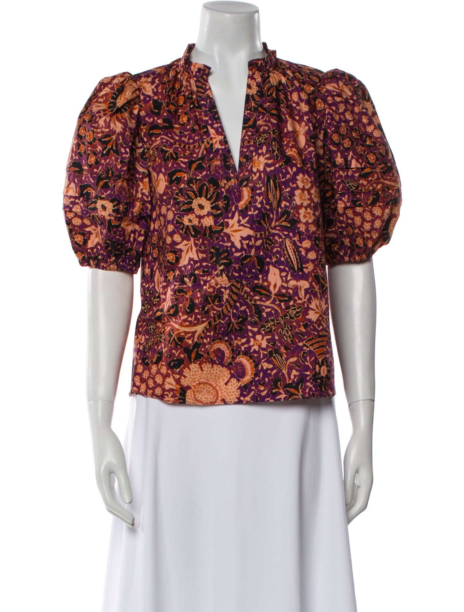 Ulla Johnson Floral Print V-Neck Blouse