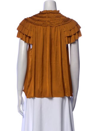 Ulla Johnson Mock Neck Short Sleeve Blouse