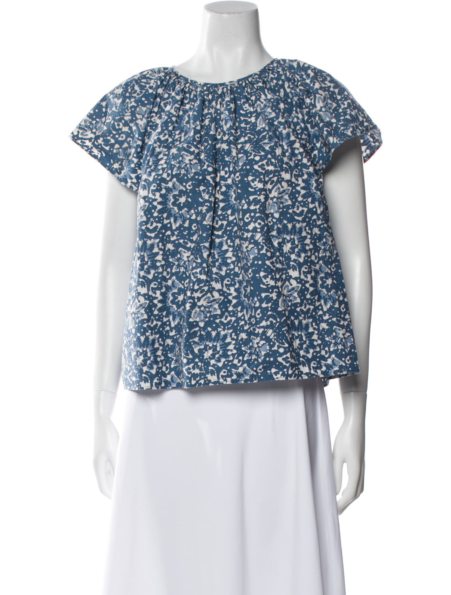 Ulla Johnson Floral Print Bateau Neckline Blouse
