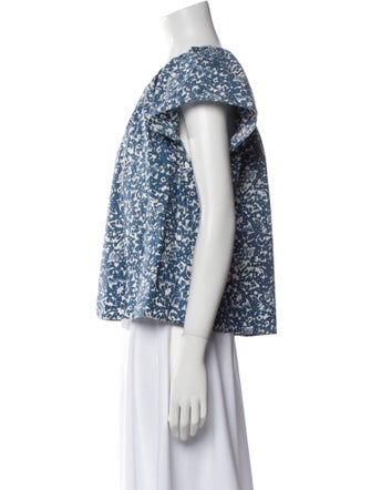 Ulla Johnson Floral Print Bateau Neckline Blouse