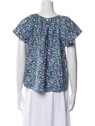 Ulla Johnson Floral Print Bateau Neckline Blouse