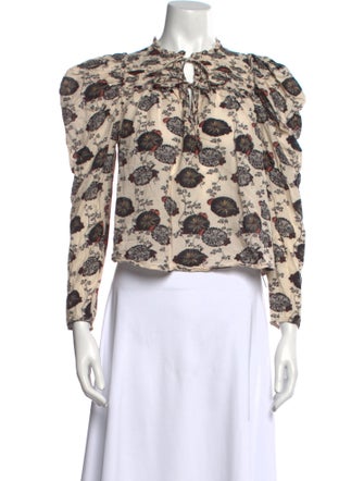Ulla Johnson Floral Print Mock Neck Crop Top