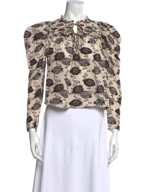 Ulla Johnson Floral Print Mock Neck Crop Top