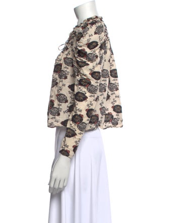 Ulla Johnson Floral Print Mock Neck Crop Top