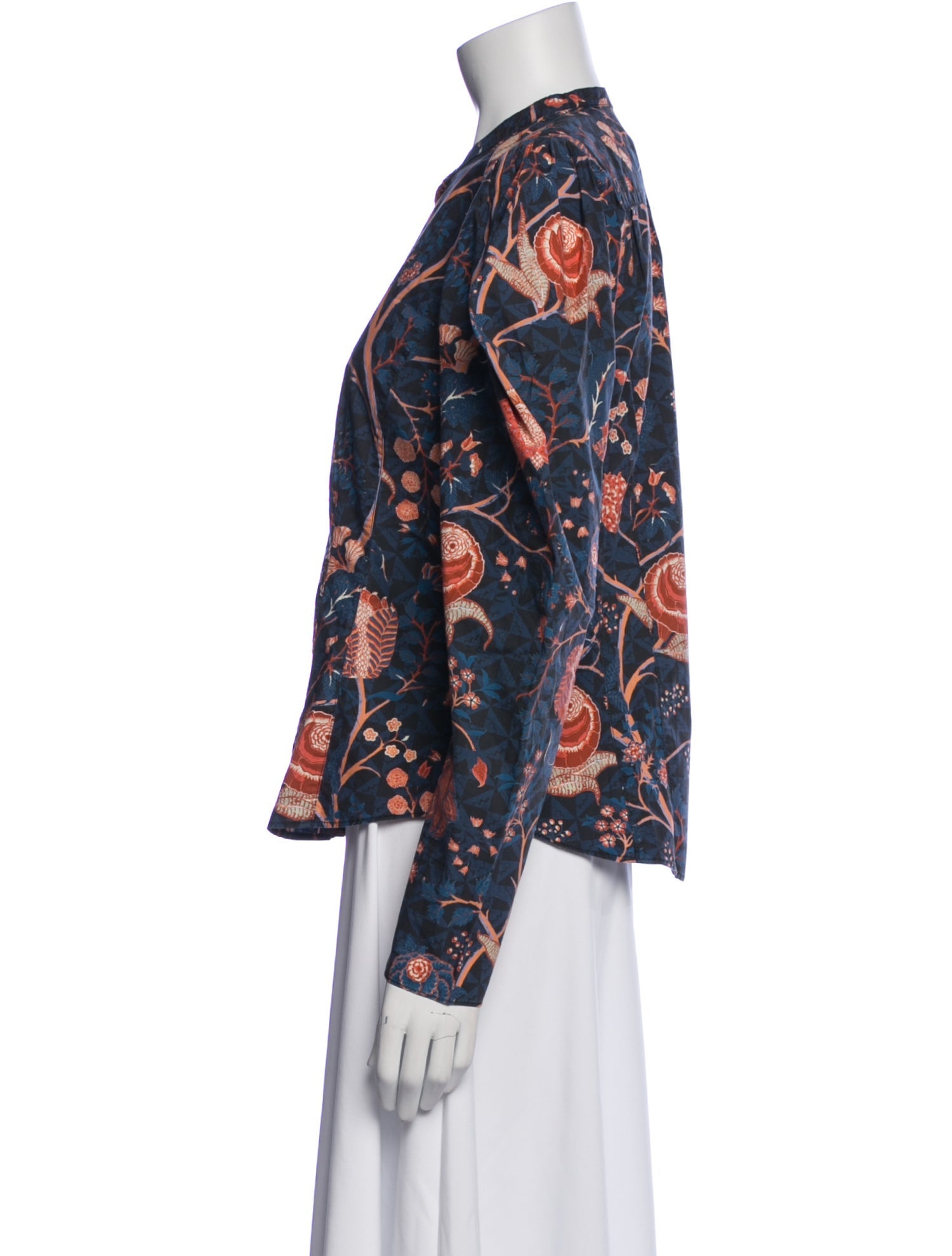 Ulla Johnson Floral Print Mock Neck Button-Up Top