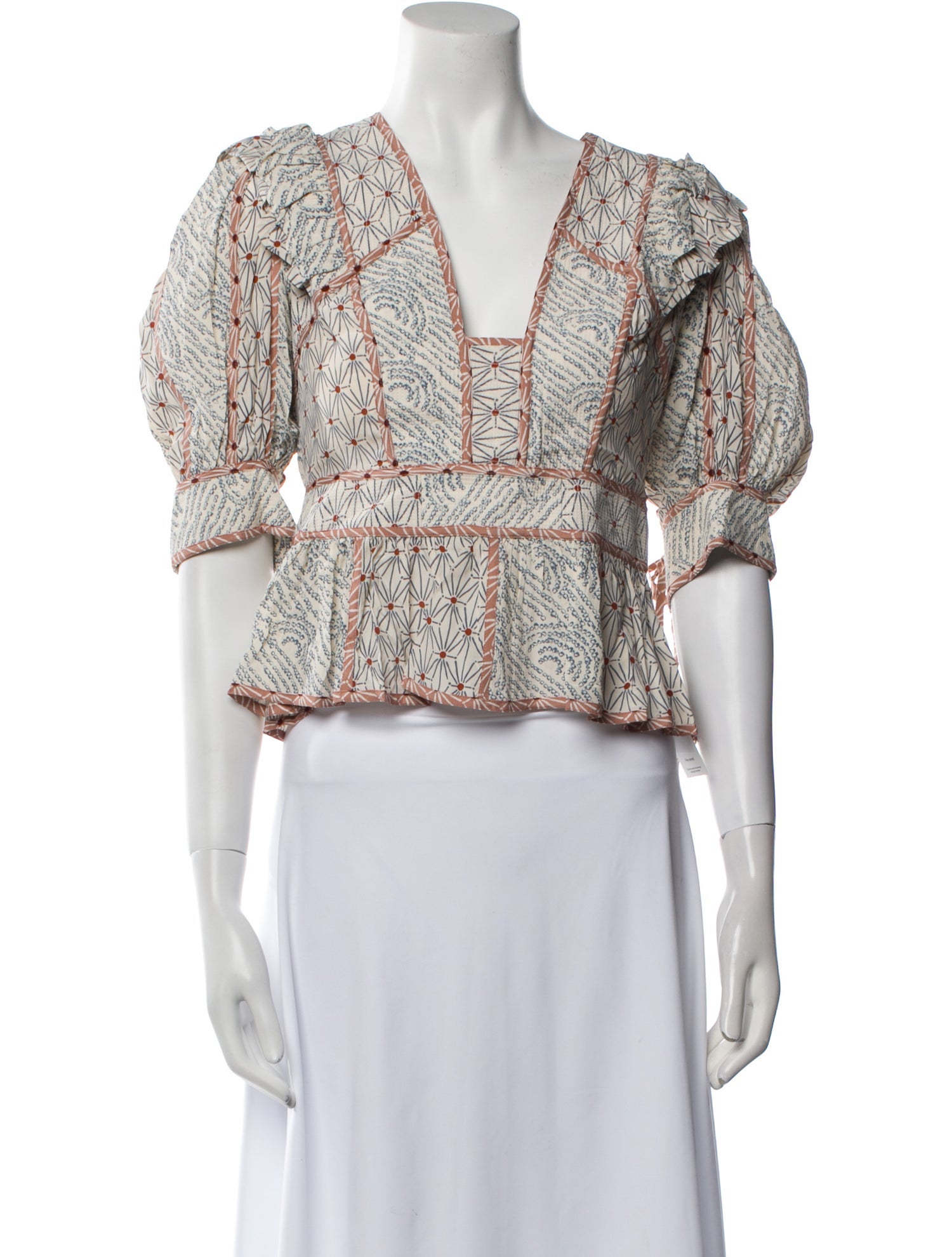 Ulla Johnson Paisley Print V-Neck Crop Top