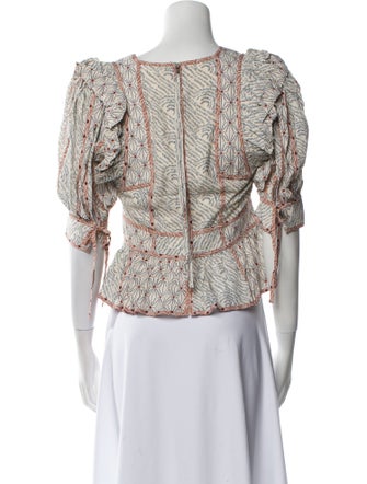 Ulla Johnson Paisley Print V-Neck Crop Top