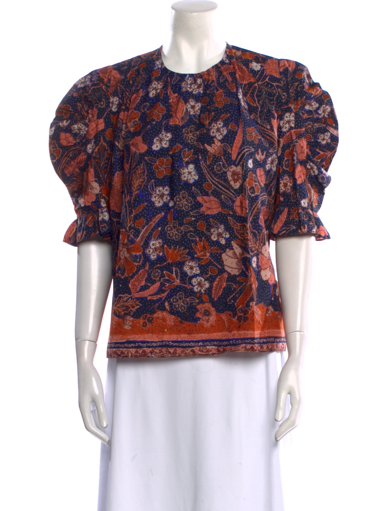 Ulla Johnson Floral Print Crew Neck Blouse