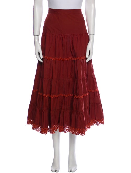 Ulla Johnson Eyelet Trim Midi Length Skirt