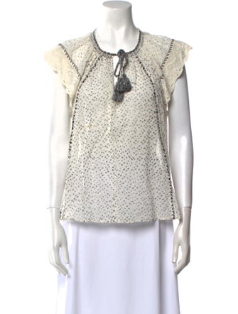 Ulla Johnson Printed Tie Neck Blouse