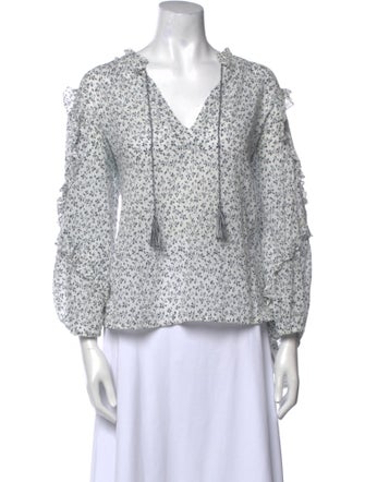 Ulla Johnson Floral Print V-Neck Blouse