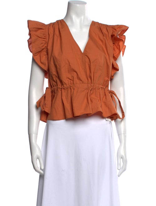 Ulla Johnson V-Neck Short Sleeve Crop Top