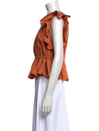 Ulla Johnson V-Neck Short Sleeve Crop Top