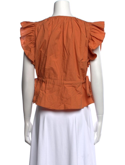 Ulla Johnson V-Neck Short Sleeve Crop Top