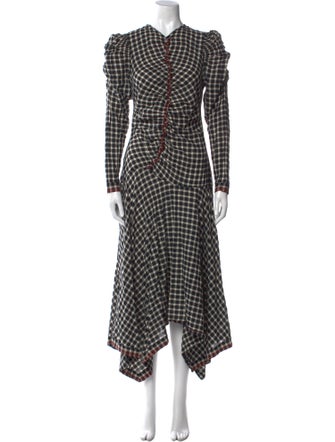 Ulla Johnson Plaid Print Long Dress