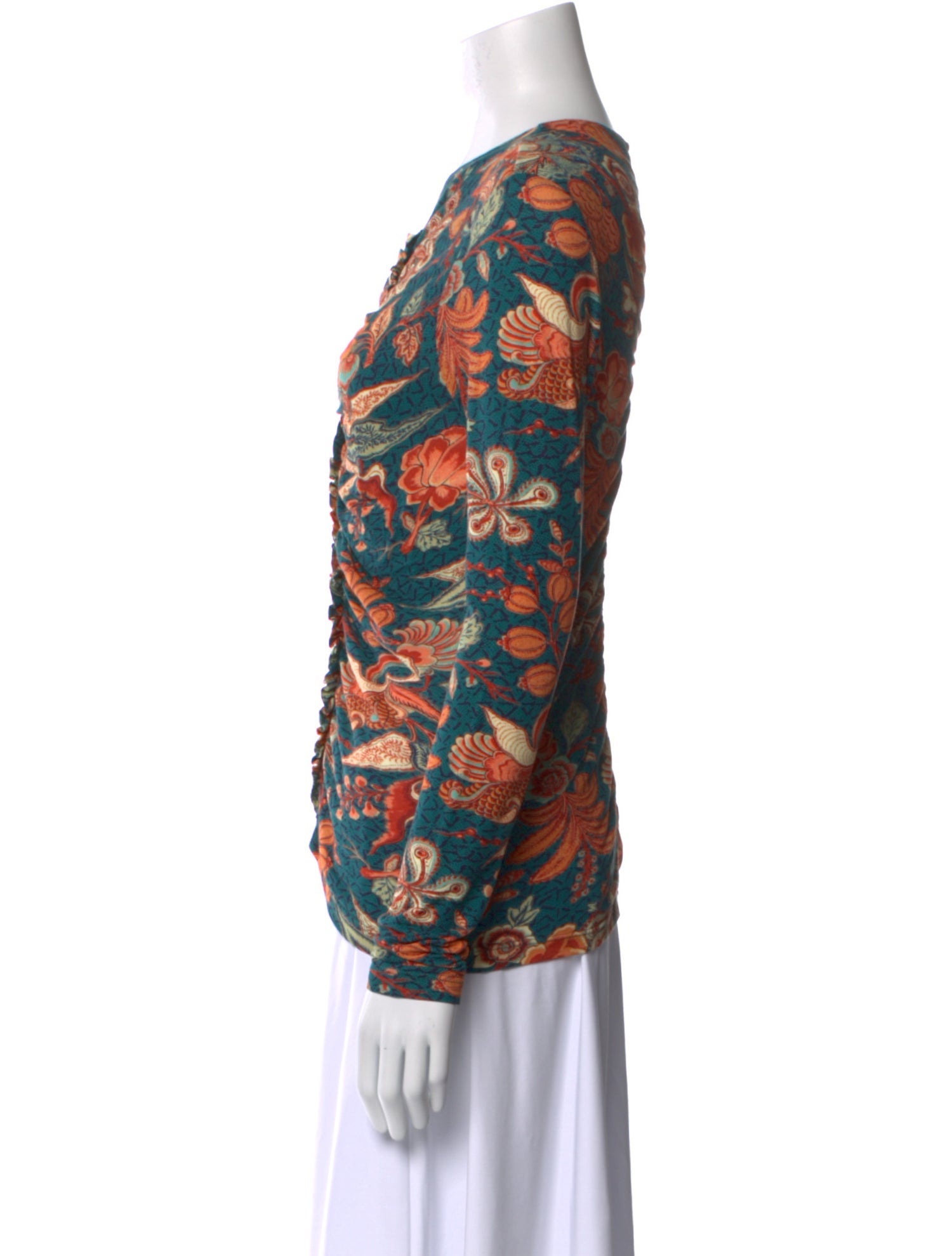 Ulla Johnson Printed Cowl Neck Button-Up Top