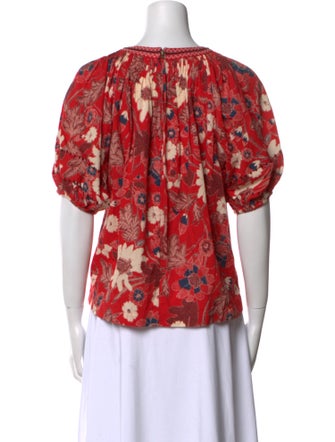 Ulla Johnson Floral Print Crew Neck Blouse