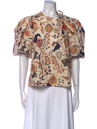 Ulla Johnson Floral Print Mock Neck Blouse