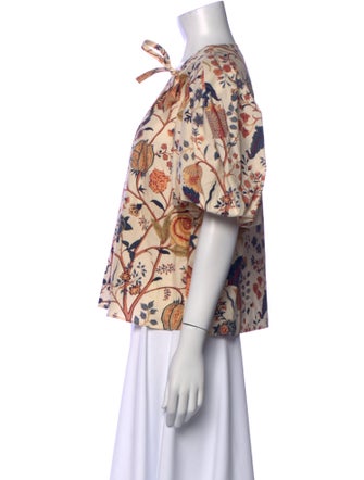 Ulla Johnson Floral Print Mock Neck Blouse