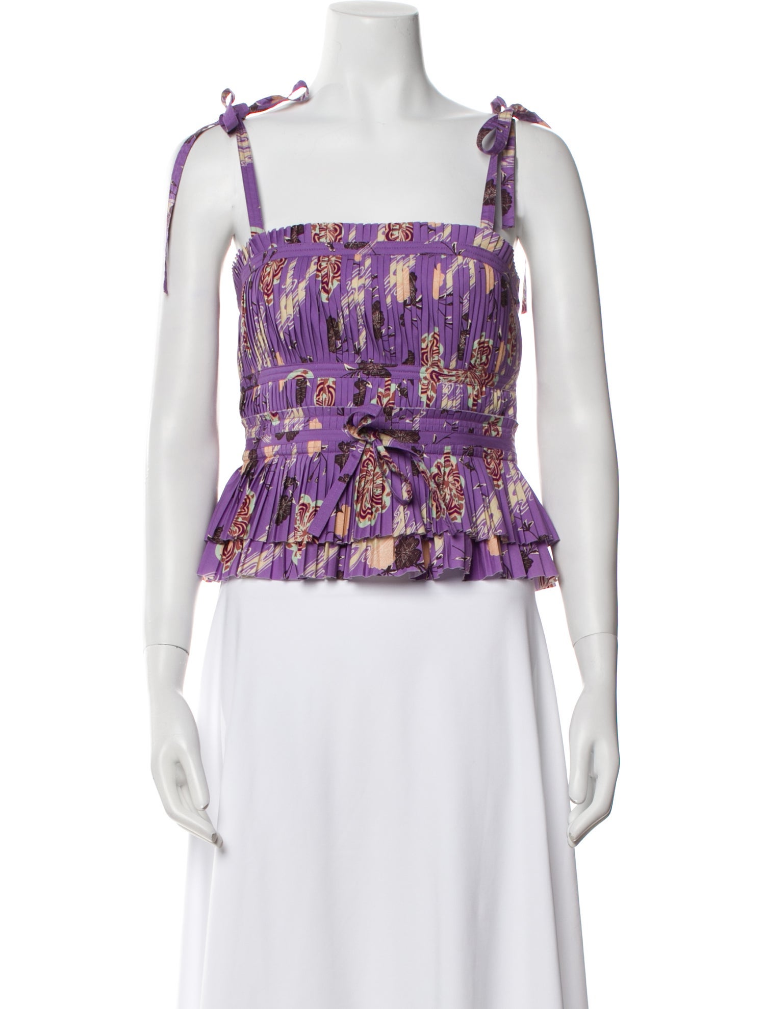 Ulla Johnson Printed Square Neckline Crop Top