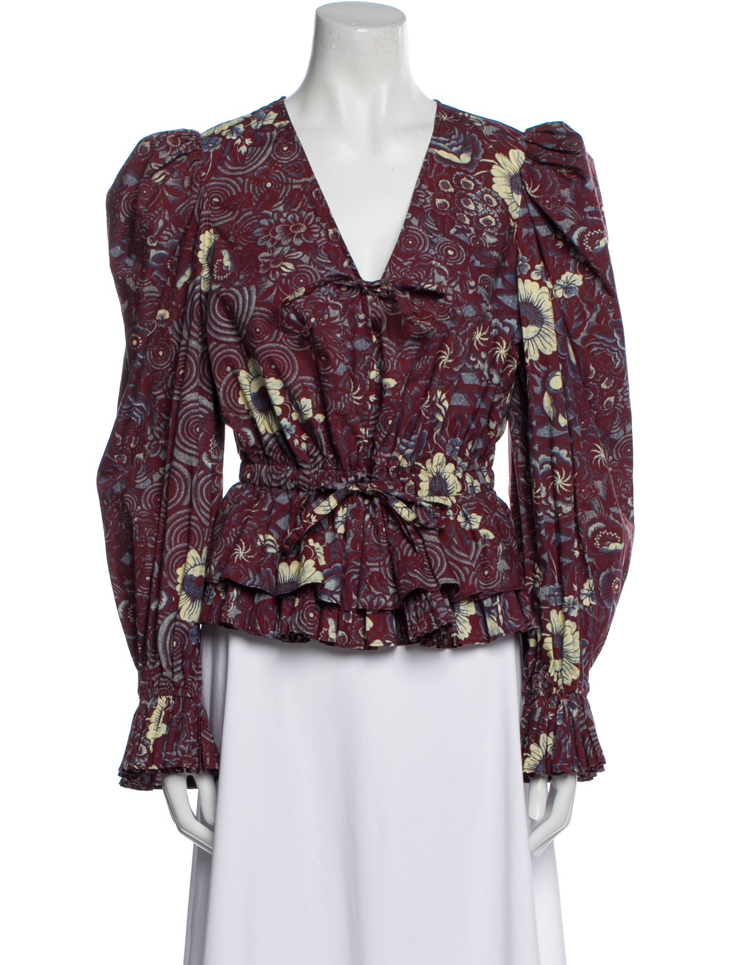 Ulla Johnson Floral Print V-Neck Blouse