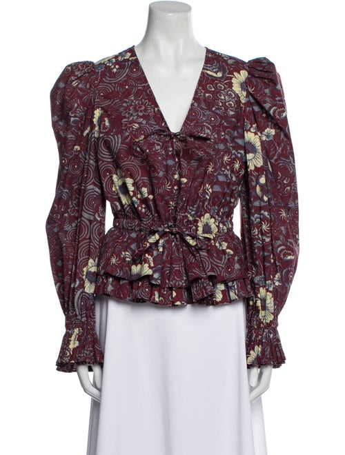 Ulla Johnson Floral Print V-Neck Blouse