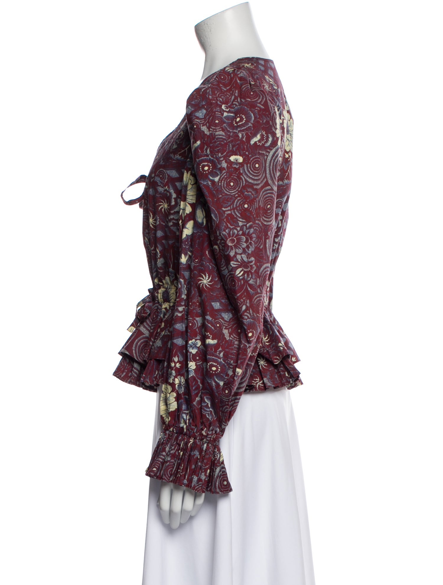 Ulla Johnson Floral Print V-Neck Blouse