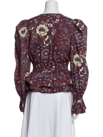 Ulla Johnson Floral Print V-Neck Blouse
