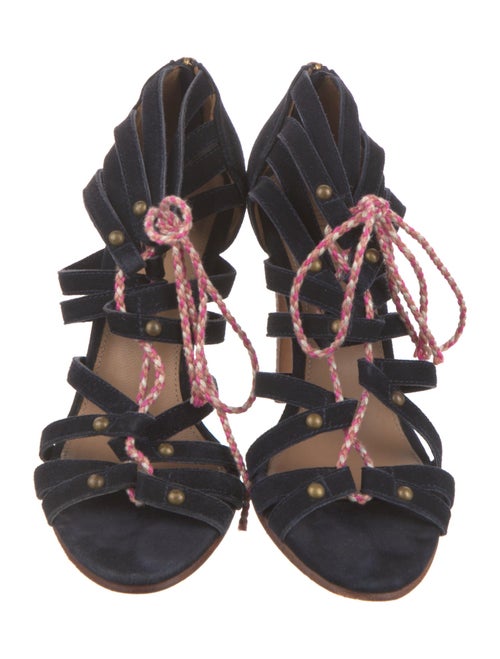 Ulla Johnson Suede Floral Print Gladiator Sandals