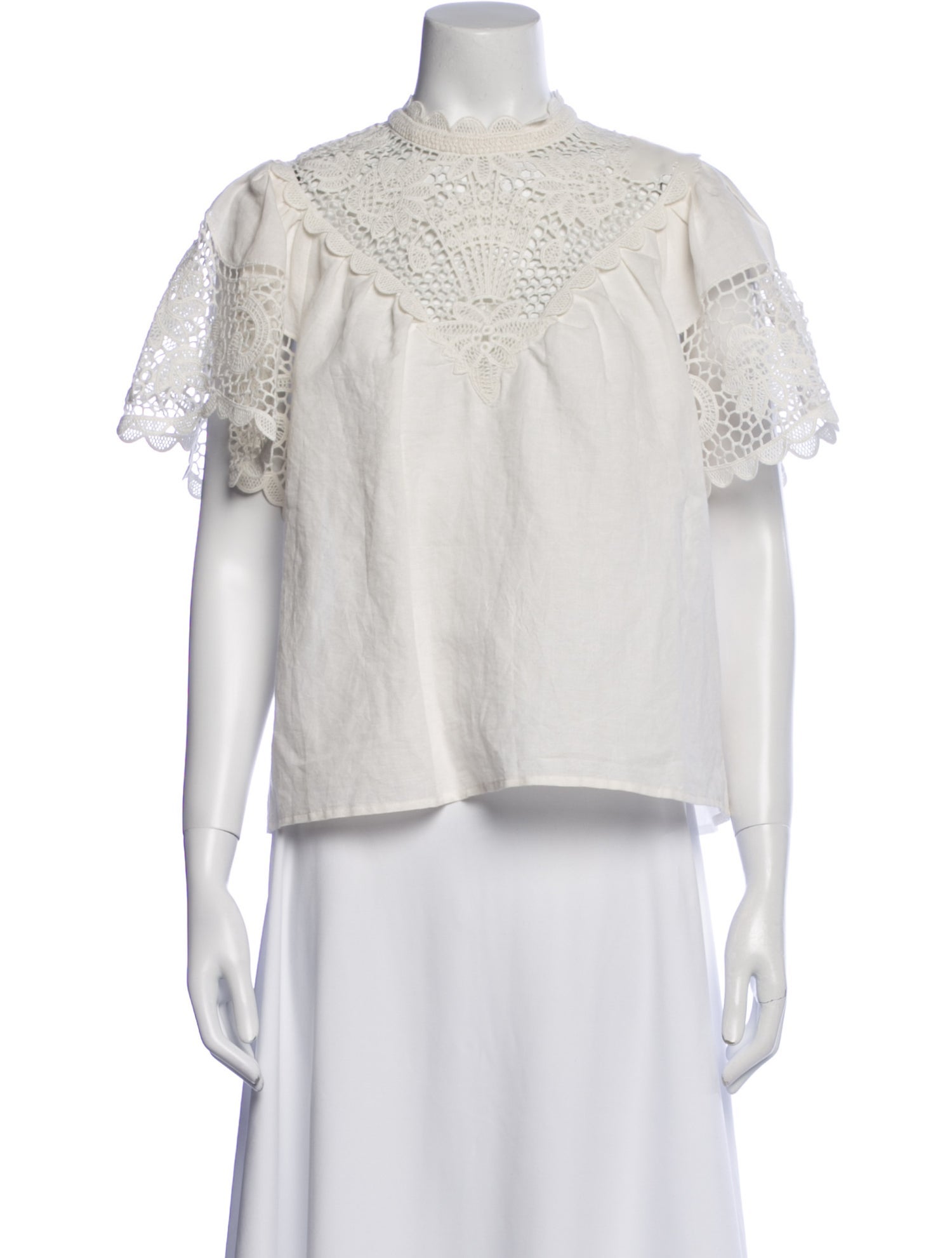 Ulla Johnson Linen Mock Neck Blouse