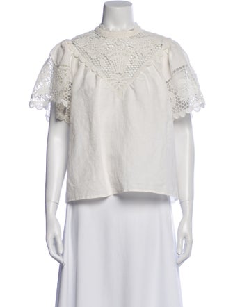 Ulla Johnson Linen Mock Neck Blouse