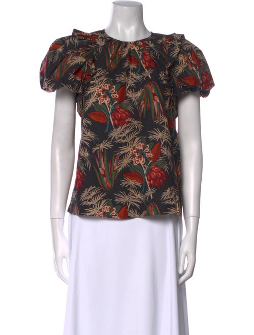 Ulla Johnson Floral Print Crew Neck Blouse