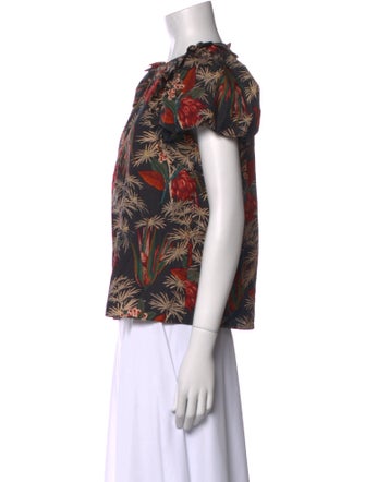 Ulla Johnson Floral Print Crew Neck Blouse
