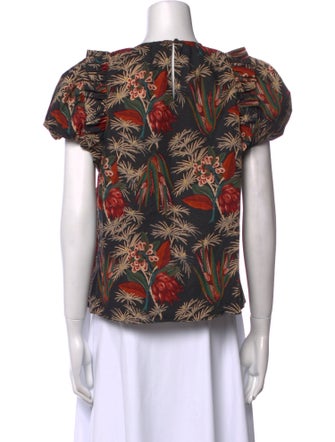 Ulla Johnson Floral Print Crew Neck Blouse