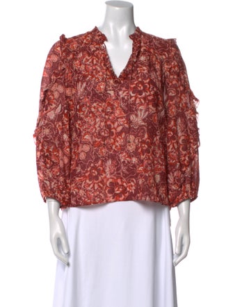 Ulla Johnson Floral Print V-Neck Blouse