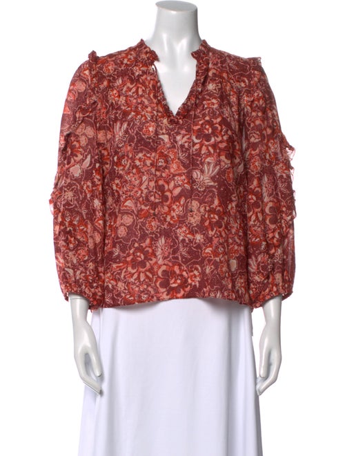 Ulla Johnson Floral Print V-Neck Blouse